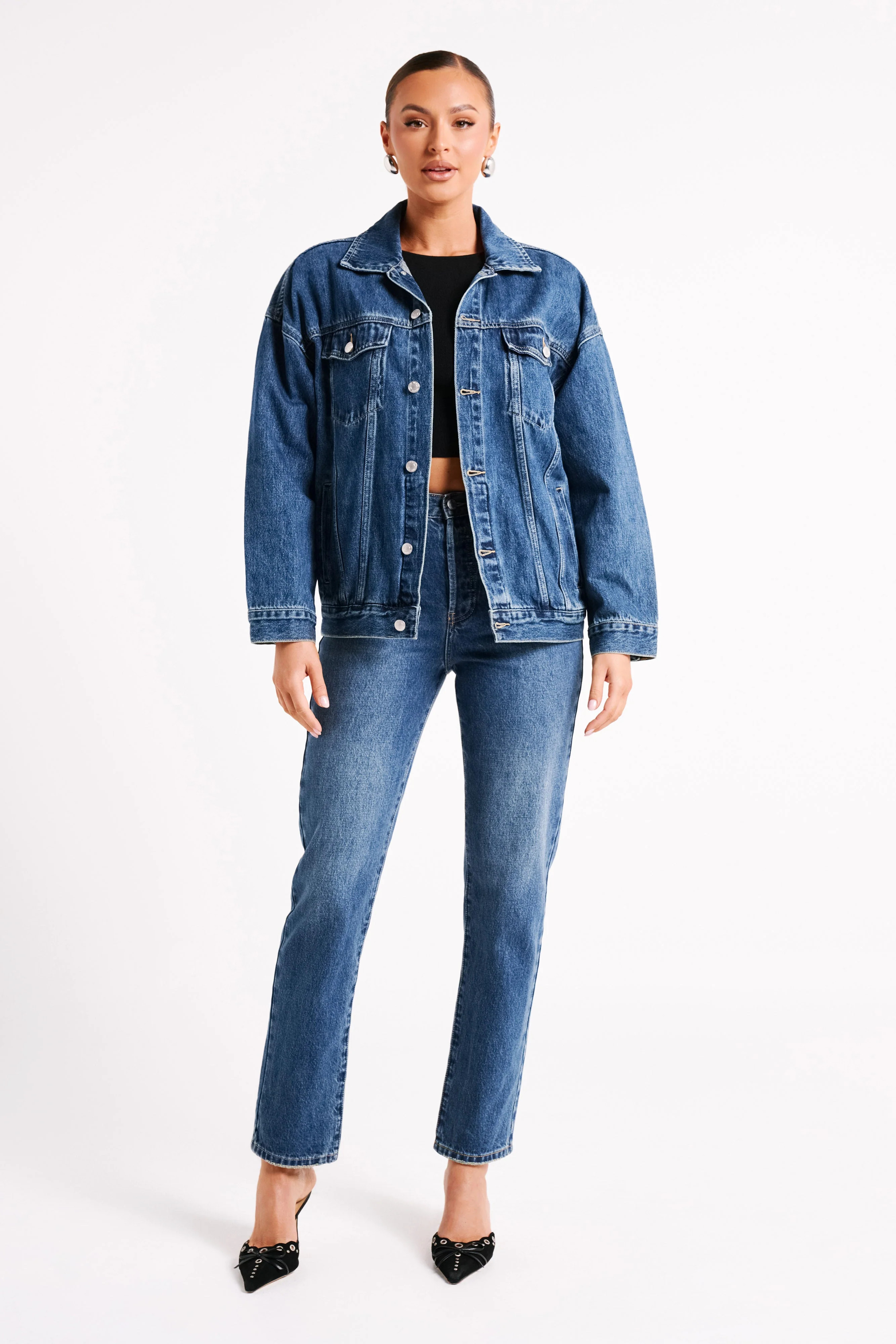 Sion Oversized Denim Jacket - Dark Blue | MESHKI US