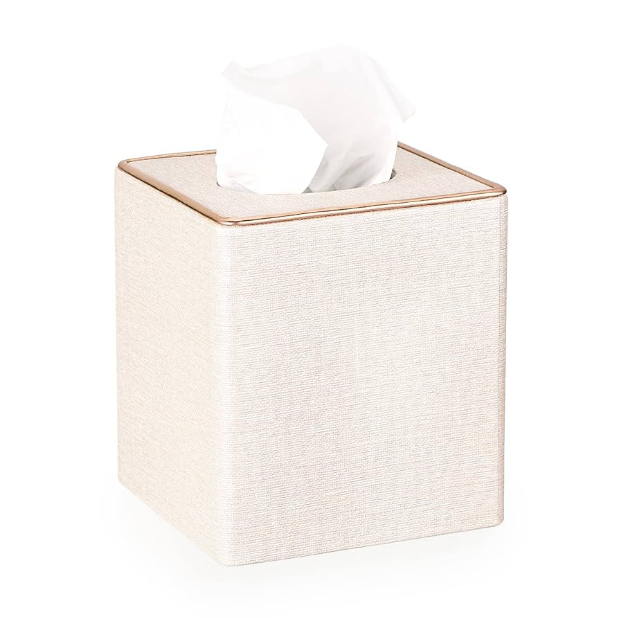 Sumnacon Square Linen Tissue Box Cover - Stylish Cube Tissue Box Holder with Magnetic Bottom, Dec... | Amazon (US)
