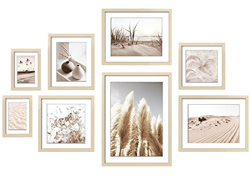 ArtbyHannah 8 Pack Gallery Wall Frame Set Neutral Wall Art Decor,Picture Frames Collage Wall Decor with Desert Pictures,Multiple Sizes One 11x14,One 10x10,One 8x8,One 8x10,Two 12x9.5,Two 5x7 | Amazon (US)