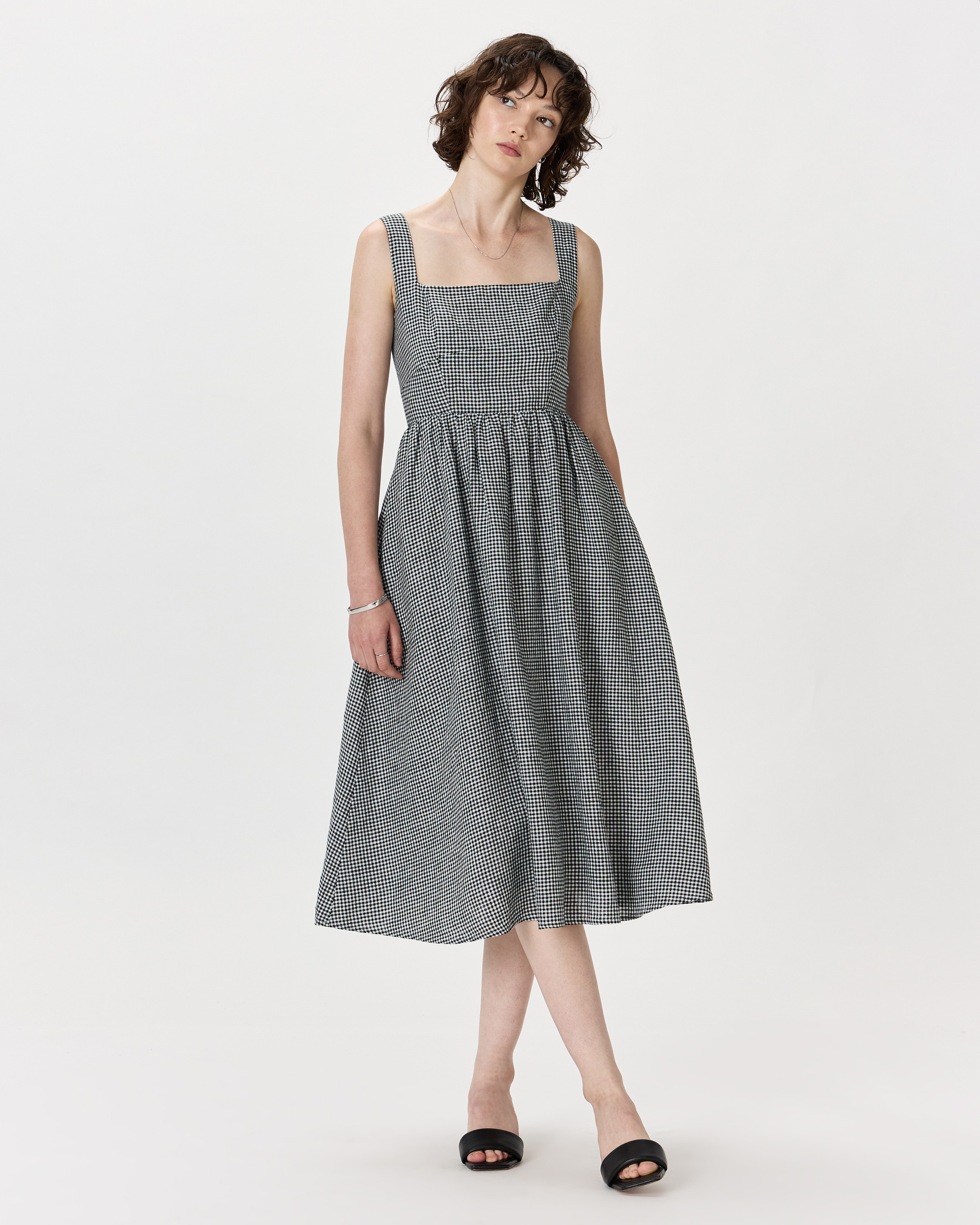 Quince | Women's 100% European Linen Fit & Flare Midi Dress in White, Size XS | Quince