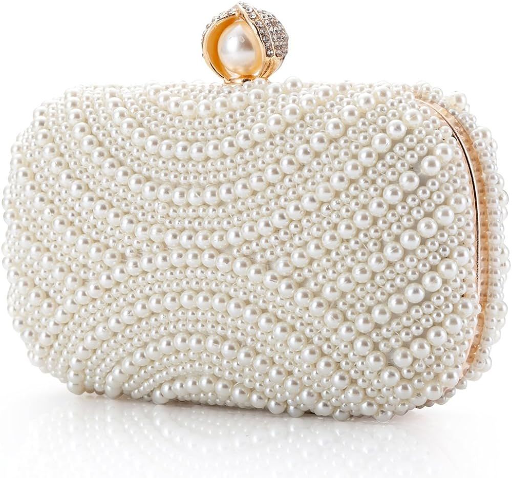 WPKLTMZ Womens Clutch Luxury Evening Bags Full Beaded Artificial Pearls Handbag for Wedding Parit... | Amazon (US)