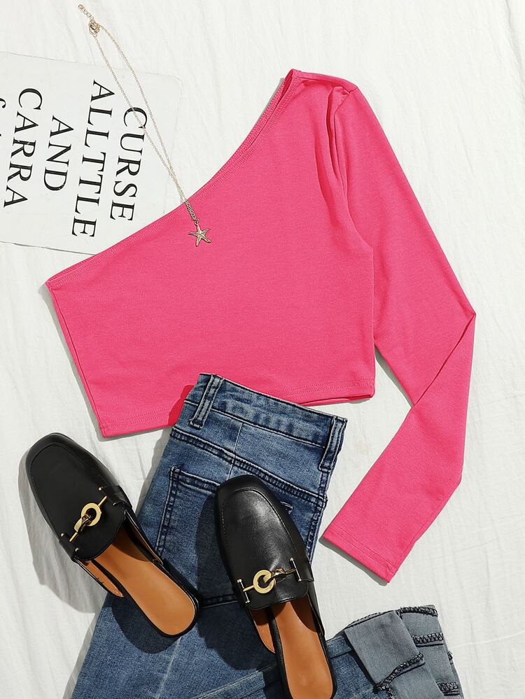 SHEIN Unity One Shoulder Crop Tee | SHEIN