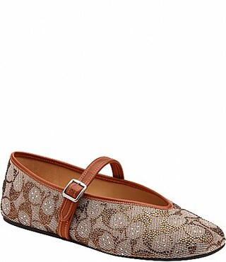 COACH Crystal Jacquard Signature Logo Mary Jane Flats - 9.5 | Dillard's