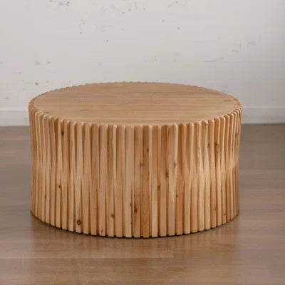 Retro Fashion Style Cylindrical Coffee Table with Vertical Texture Relief, Perfect for Living Room, Office, and Dining Area | Wayfair North America