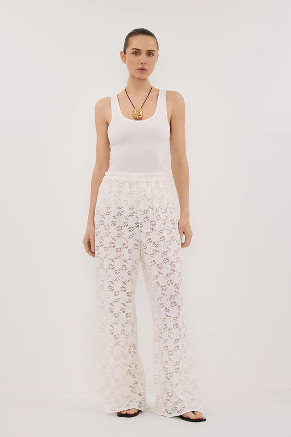 LOULA WHITE LACE PANT | DISSH