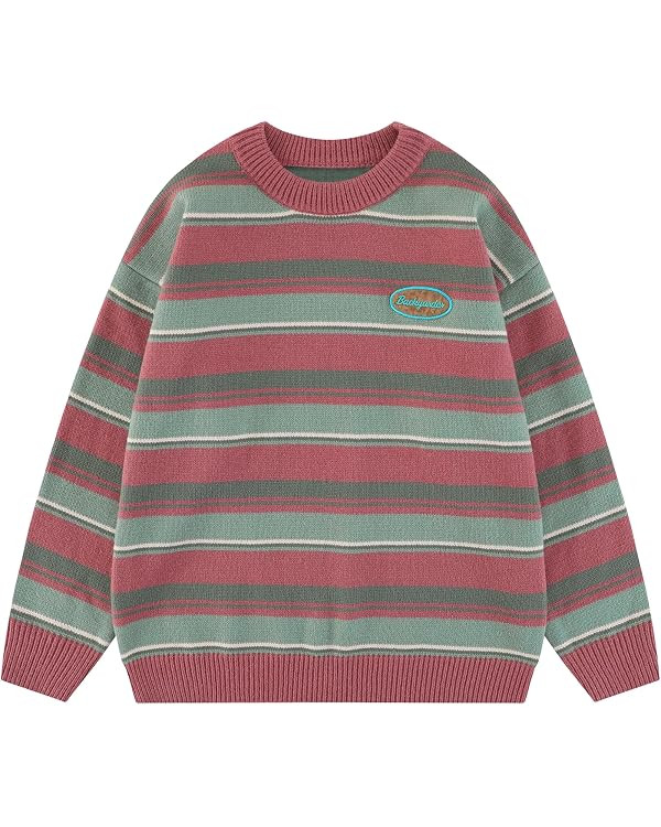 Bakyarder Striped Sweater for Women Vintage Unisex Y2k Oversized Sweaters Crewneck Long Sleeve Pu... | Amazon (US)