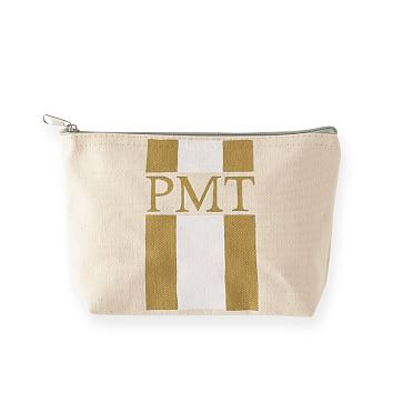 Hand-Painted Canvas Zip Pouch, Small, Gold-White | Mark and Graham