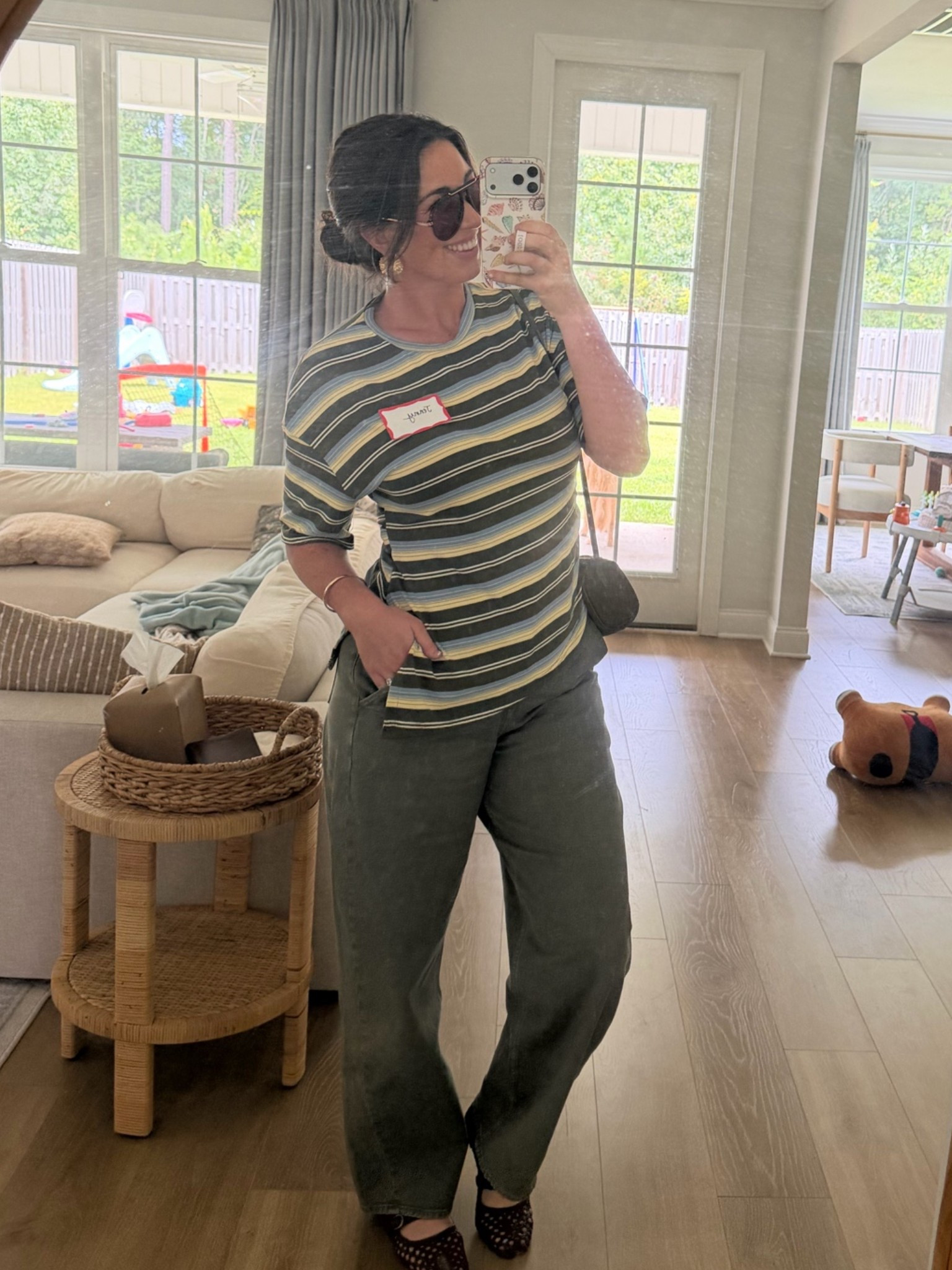 These pants are my fav! They are so comfy & the color adds visual interest when you swap your traditional blue jean for them!