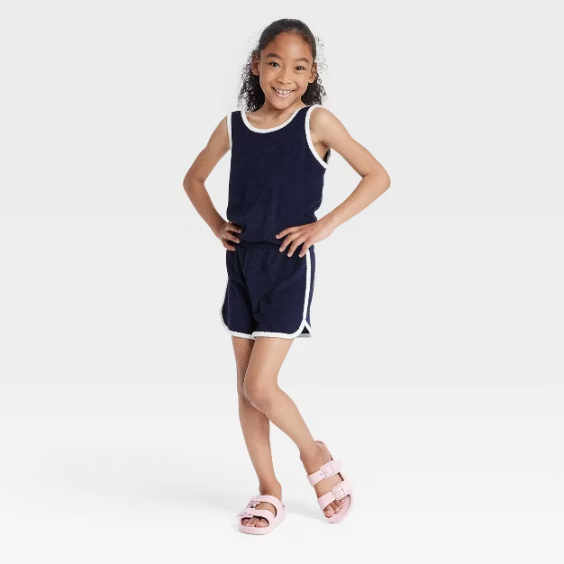 Girls' Sleeveless Romper - Cat & Jack™ Navy | Target