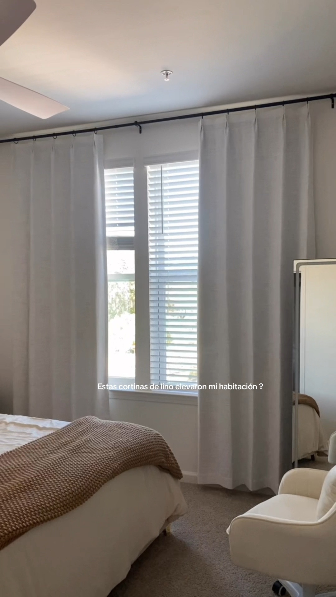 100% blackout 🖤IXA Custom Curtains :
Lorna French Linen Curtains 
Beige white (850-1) 
French pleated 
100% blackout 
Memory shaped 
55” width 
100” Length 
 🫶🏻Please be sure about the measurements because the pleated style to cover all windows. 

#LTKHome #LTKSpringSale #LTKFestival