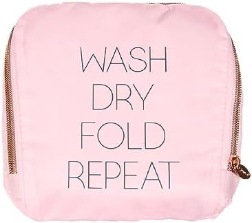Miamica Travel Laundry Bag - Wash, Dry, Fold Repeat, Pink | Amazon (US)