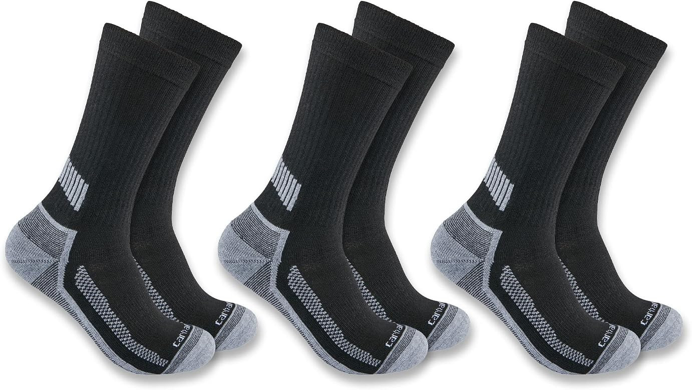 Carhartt mens Men's Force Performance Work Socks 3 Pair Pack | Amazon (US)