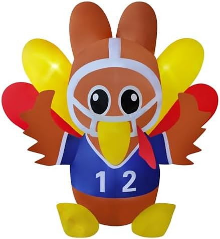 6ft Tall 7ft Wide Thanksgiving Inflatable Turkey Decorations Football Player Turkey Blow up Yard ... | Amazon (US)