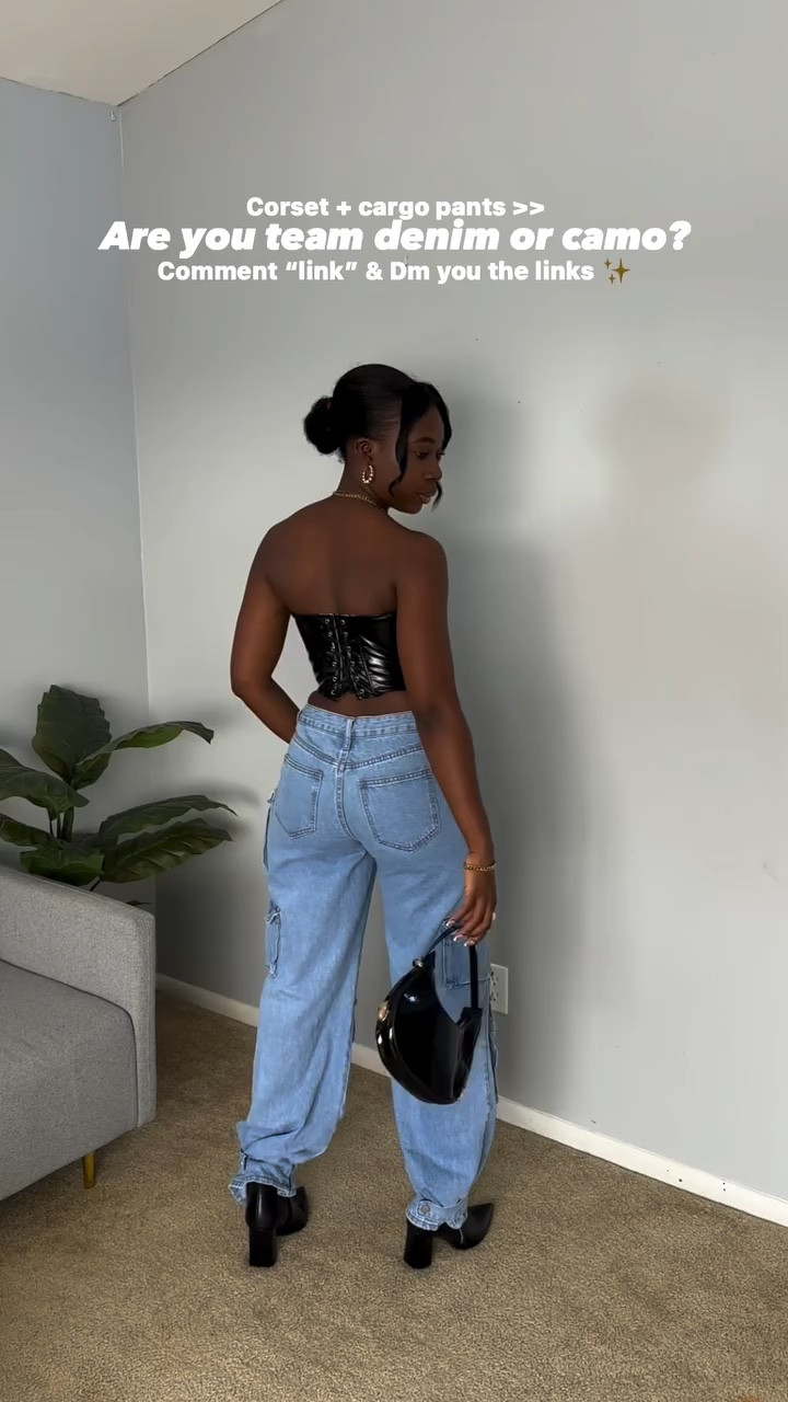 Corsets & cargo are pants are such a 🔥 combo but are you team denim or camo?

Corset: @amazonfashion 
Denim pants: @fashionnova 
Camo: thrifted
Boots: @rossdressforless 

I just linked the corset on my Amazon storefront! Shop the entire look by clicking the link in bio to LTK!
OR comment “link” & I will send the direct links your DM! Make sure to follow me so you can see the message!

•
•
•

#ootd #lifestyleblogger #styleblog #outfitinspo #amazonfashionblogger #amazonfinds #amazonprime 
#cutetops #amazonaffiliate