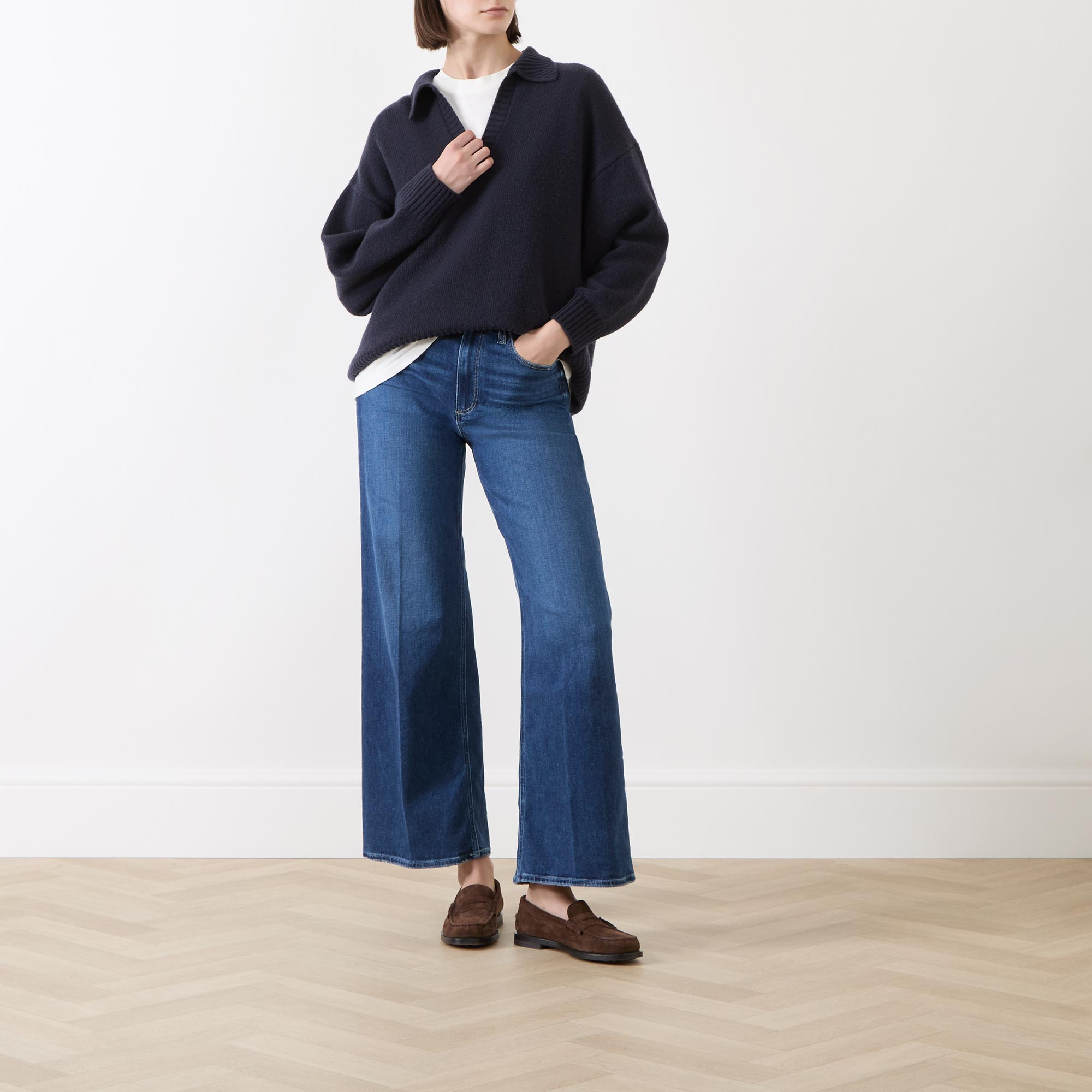 PAIGE Anessa 31 Wide Leg Jeans - Dark Blue | Brown Thomas (IE)