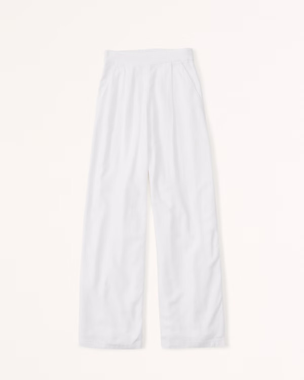 Women's Linen-Blend Pull-On Wide Leg Pants | Women's Bottoms | Abercrombie.com | Abercrombie & Fitch (US)