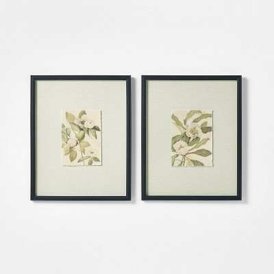 16"x20" Set of 2 Floral Framed Wall Art - Threshold™ designed with Studio McGee | Target
