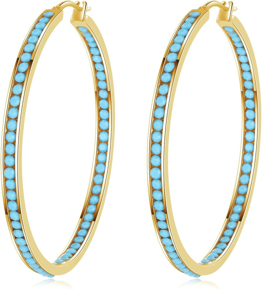 CiNily Mult-colors Crystal Stainless Steel Hoop Earring for Women Hypoallergenic Jewelry for Sens... | Amazon (US)