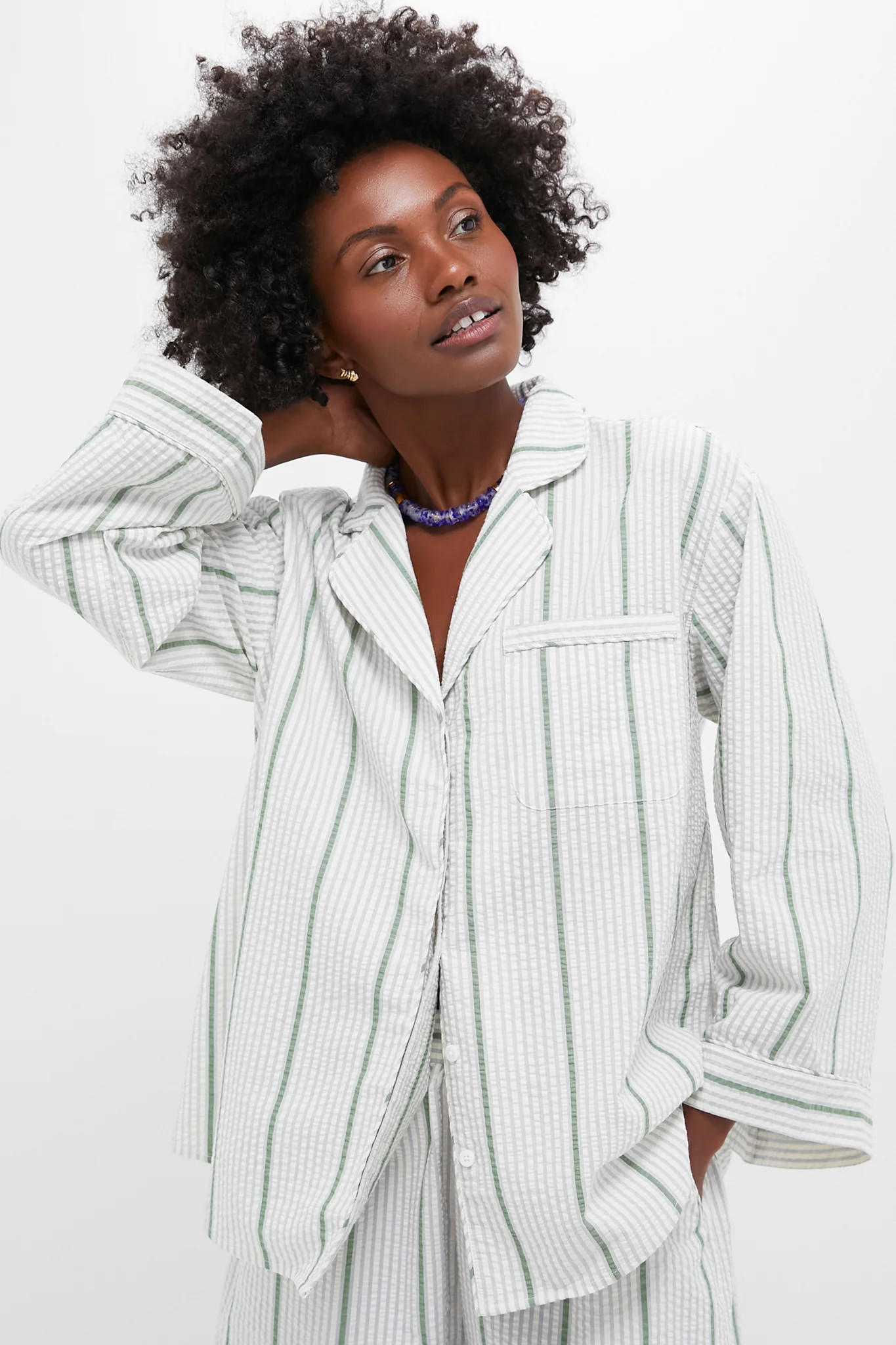 Mondego Stripe Seersucker Reya Top | Tuckernuck (US)