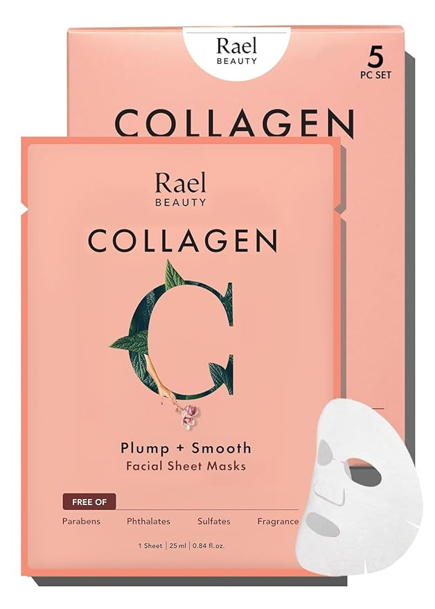 Rael Face Mask Skin Care, Collagen Face Masks - Bamboo Facial Sheet Mask, Korean Skincare, with C... | Amazon (US)