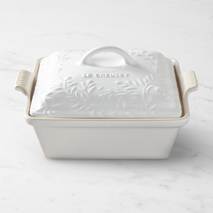 Le Creuset Olive Branch Heritage Stoneware Deep Square Covered Baker, 2 1/2-Qt. | Williams-Sonoma