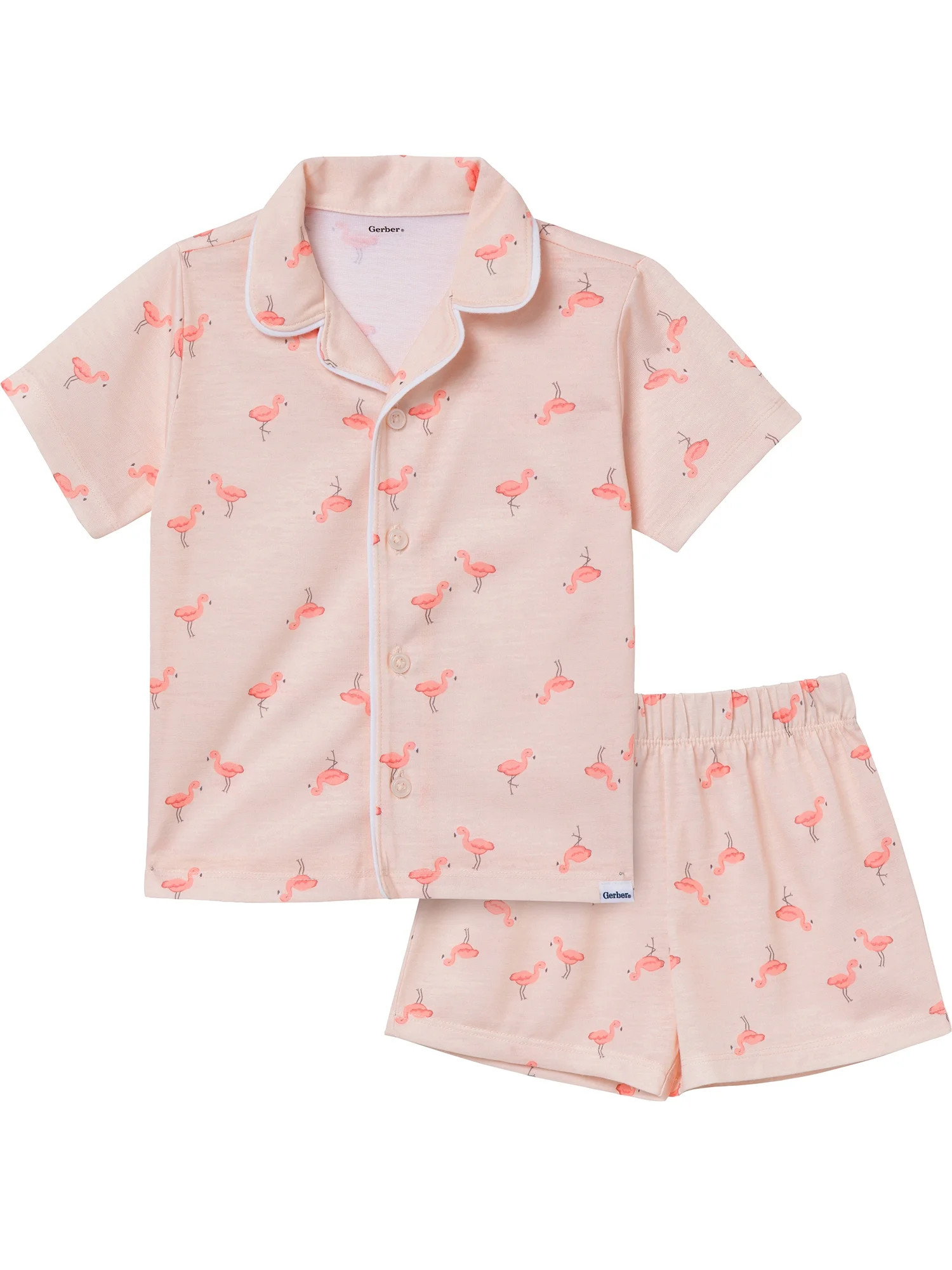 Gerber Toddler Girl Short Sleeve Top and Short Pajama Set, 2-Piece, Sizes 12 Months - 5T | Walmart (US)