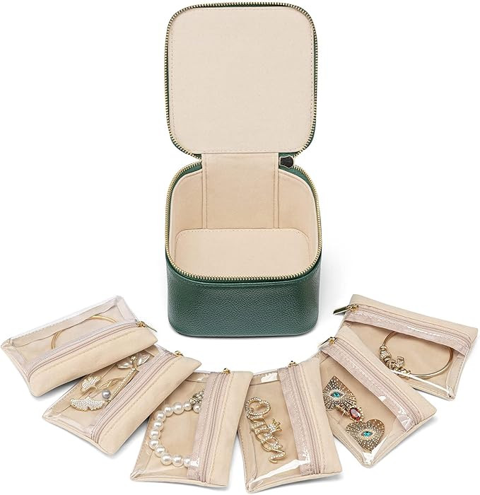 Vlando Travel Jewelry Organizer,Teacher Appreciation Gifts,Jewelry Box with 6 zipper velvet bags ... | Amazon (US)