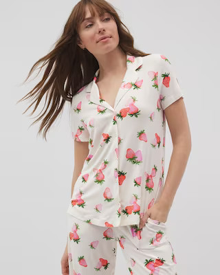 Short Sleeve Notch Collar Pajama Top | SOMA