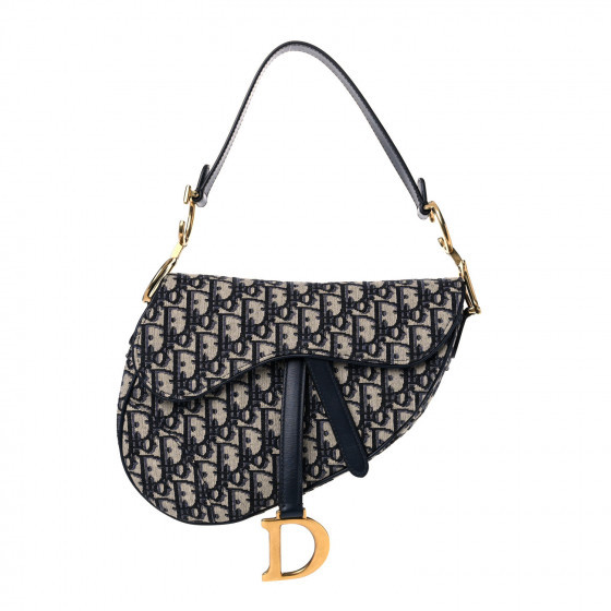 CHRISTIAN DIOR Oblique Saddle Bag Blue | Fashionphile