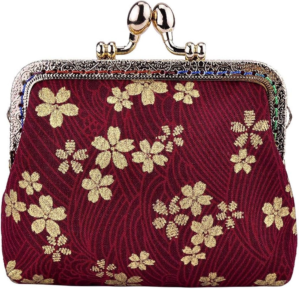 Oyachic Coin Purse,Floral Change Purse, Canvas Coin Purse Wallet with Clasp, Kiss Lock Coin Walle... | Amazon (US)
