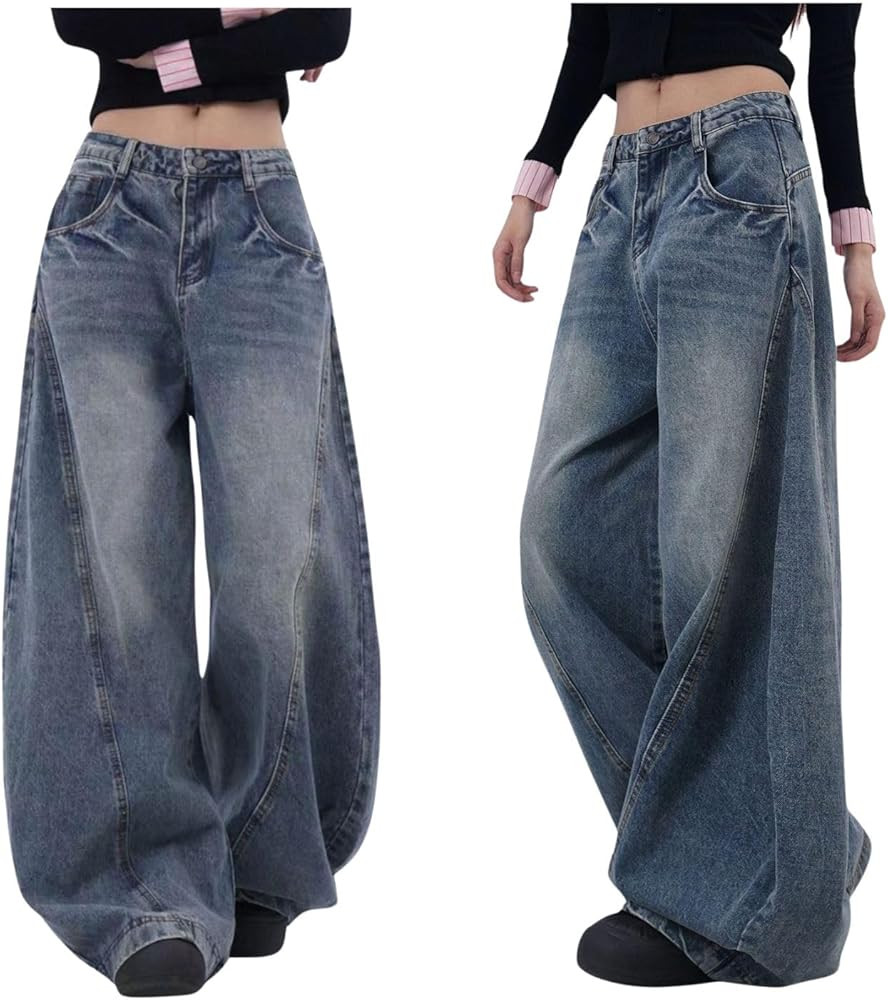 Baggy Jeans for Woman Men High Waisted Barrel Leg Jeans Trendy Boyfriend Denim Pants Vintage Stre... | Amazon (US)