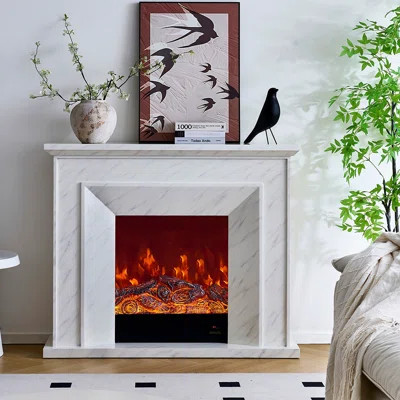 White Solid Wood Electric Fireplace | Wayfair North America