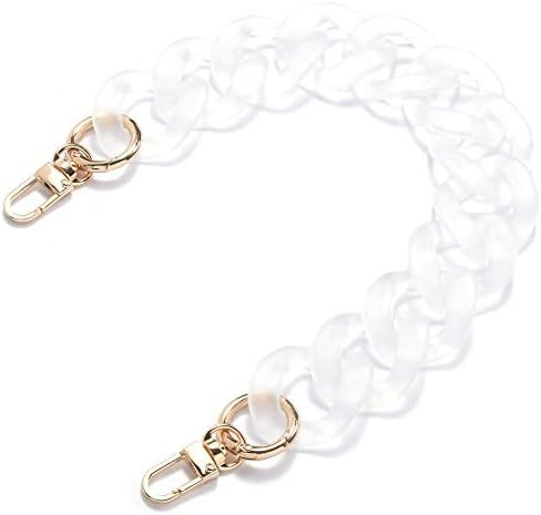 AUMEY Large Flat Chain Strap - Acrylic Clear Chain Luxury Handbag Strap Fashionable Replacement Purs | Amazon (US)