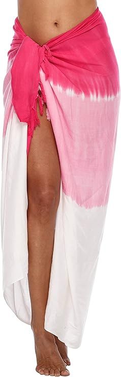 SHU-SHI Sarong Wraps For Women Beach Cover Up Skirt Swimsuit Wrap Pareo Coverups Ombre Tie Dye | Amazon (US)
