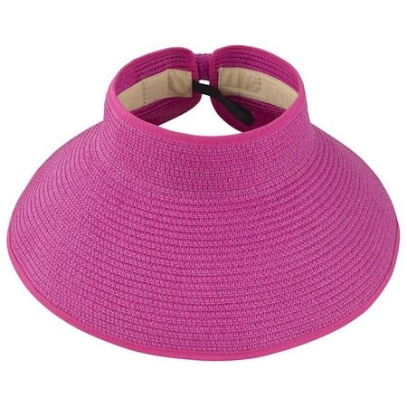 Sun Hat UPF 50+ Wide Brim Roll-up Straw Sun Visor for Women | Walmart (US)