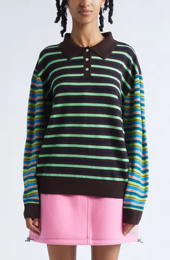Woods Mixed Stripe Merino Wool Polo Sweater | Nordstrom