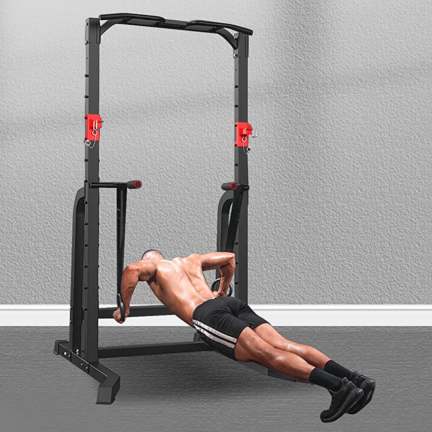 Kicode Power Squat Rack, Heavy Duty Squat Stand Weight Lifting Workout Station, Adjustable Exercise  | Amazon (US)