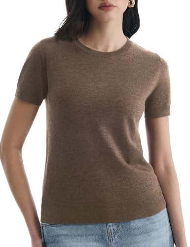 Women's Wool Blend Lightweight Short Sleeve Sweater Crew Neck Pullover Business Summer Tops Grace... | Amazon (US)