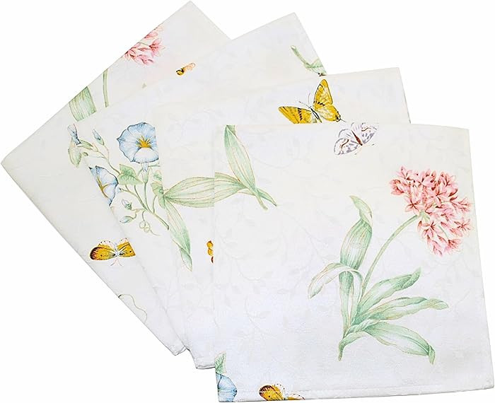 Lenox Butterfly Meadow Cloth Napkins - Reusable Dinner Napkins - Machine Washable - Set of 4 - Fl... | Amazon (US)