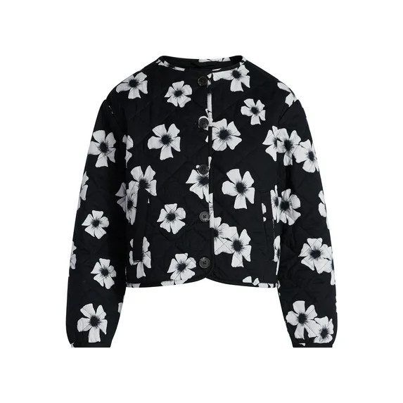 Scoop Women's Cotton Floral Print Quilted Jacket, Lightweight, Sizes XS-XXL | Walmart (US)