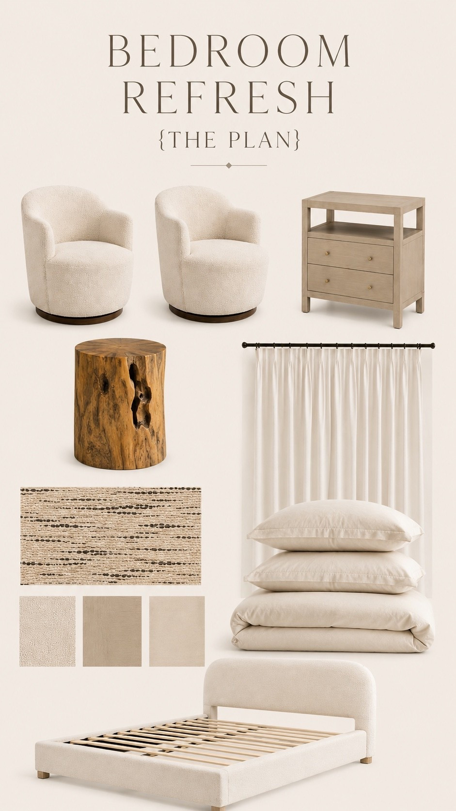 Guest Room Refresh | Cozy Neutral Bedroom Plan

Turning Savannah’s room into a cozy guest retreat for its next chapter. Keeping it warm, layered, and timeless with soft textures, neutral tones, and a collected rustic-modern feel. Think hotel comfort meets cozy home vibes with a mix of boucle, natural wood, and calming neutrals. Saving this one because I have a feeling this room transformation is going to be a good one.

#LTKHome #LTKSaleAlert