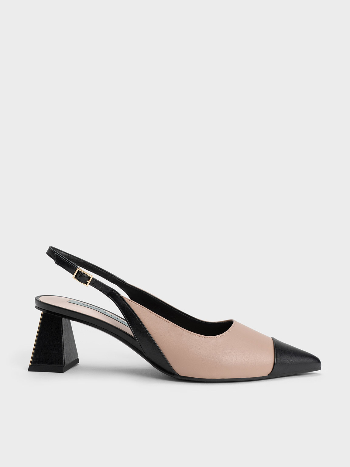 Tweed Toe Cap Slingback Pumps - White | Charles & Keith UK