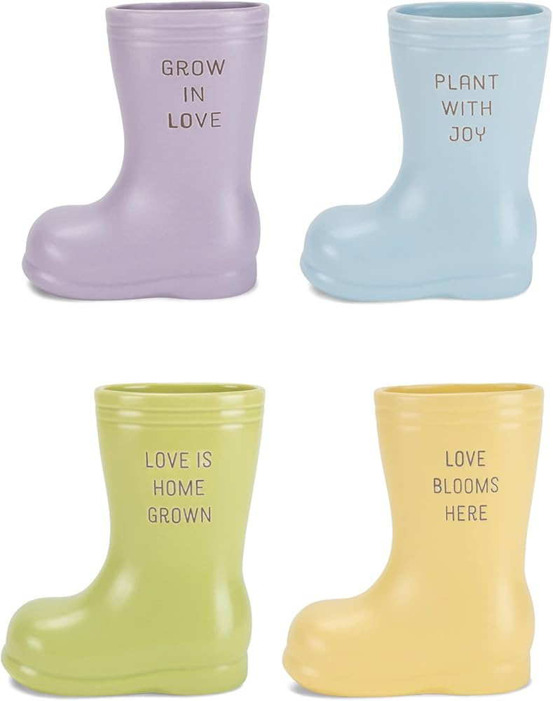 NAT & Jules Grow Love Cool Pastel 7 inch Ceramic Boot Pot Planter Containers Set of 4 | Amazon (US)
