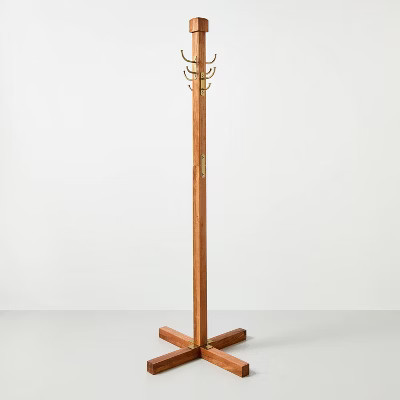 Wood and Metal Coat Rack Brass Finish - Hearth & Hand™ with Magnolia | Target