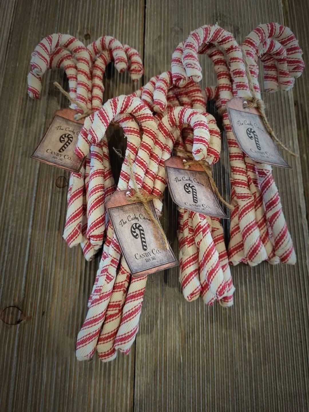 Fabric Wrapped Candy Canered Ticking Striped Candy - Etsy | Etsy (US)