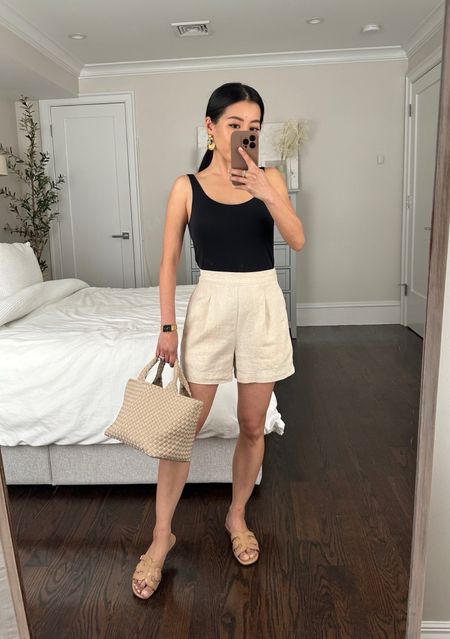 Just saw my favorite shorts are 30% off!

•!Uniqlo AIRism bra top xs - a nice layering basic with a built in bra. Comes in 5 colors but I stuck with black as some reviews mention that you can see the bra cups on the lighter colorways. 
•Madewell shorts xxs
•Sam Edelman flat slide sandals sz 5
•Naghedi mini tote 
•Sezane earrings 

#petite

#LTKstyletip #LTKunder100 #LTKSeasonal