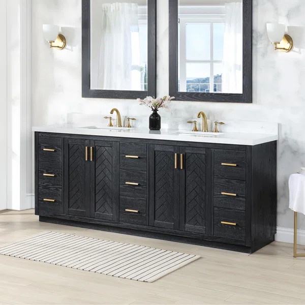 Indianola 84" Free Standing Double Bathroom Vanity with Cultured Marble Top | Wayfair North America