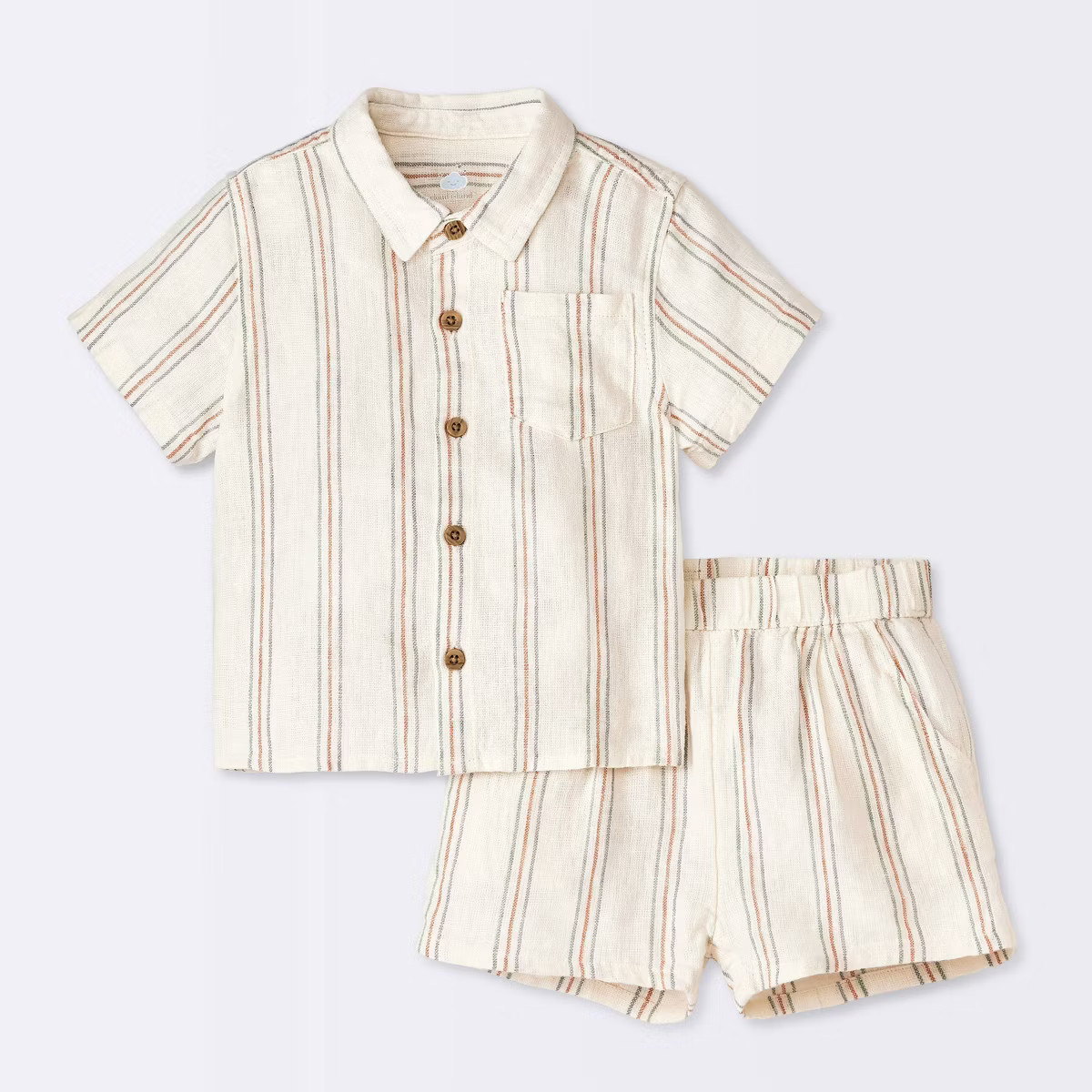 Baby Boys' Gauze Slub T-Shirt & Shorts Set - Cloud Island™ Cream 3-6M | Target
