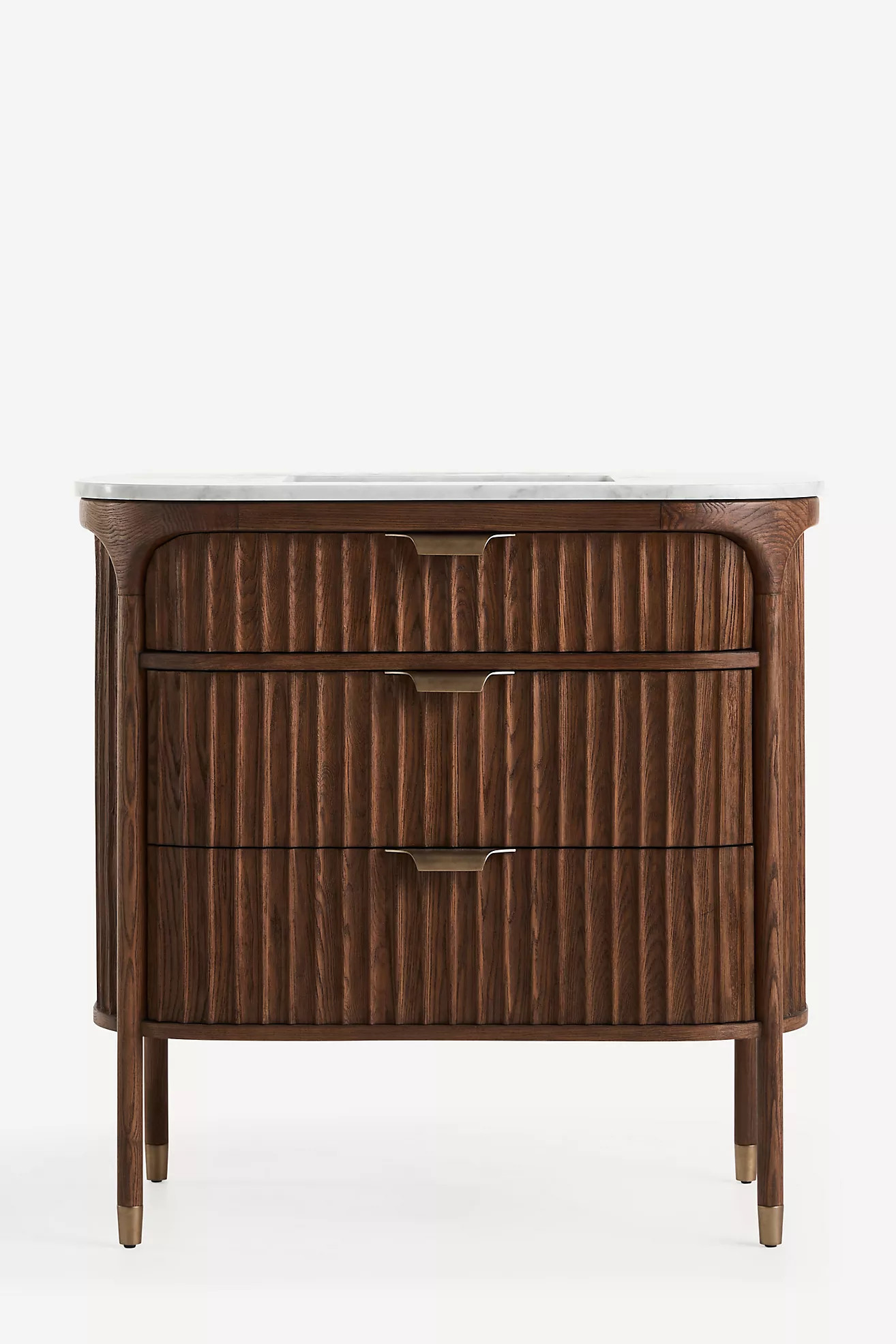 The Isla Marble-Top Fluted-Wood Single-Bathroom Vanity | Anthropologie (US)