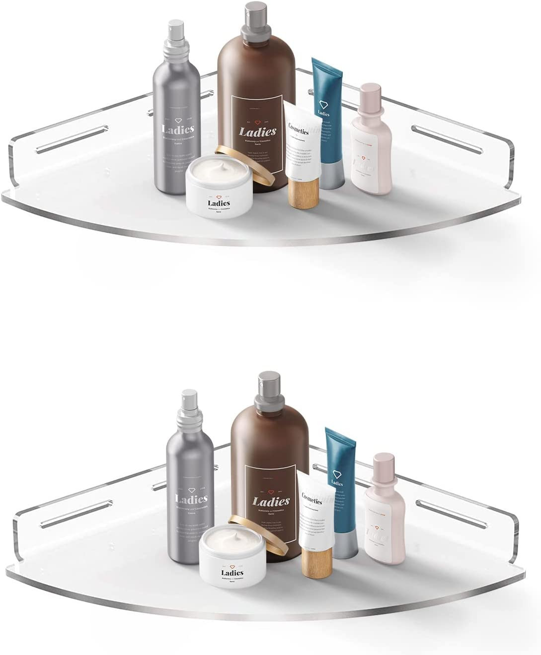 GEERFAY Acrylic Corner Shower Caddy Shelf 2 Pack with Adhesive, Wall Mount No Drilling Traceless ... | Amazon (US)